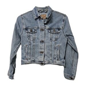 Vintage Levi's Strauss Trucker Jean Jacket‎ Women's Sm Blue Pockets Grunge VGUC